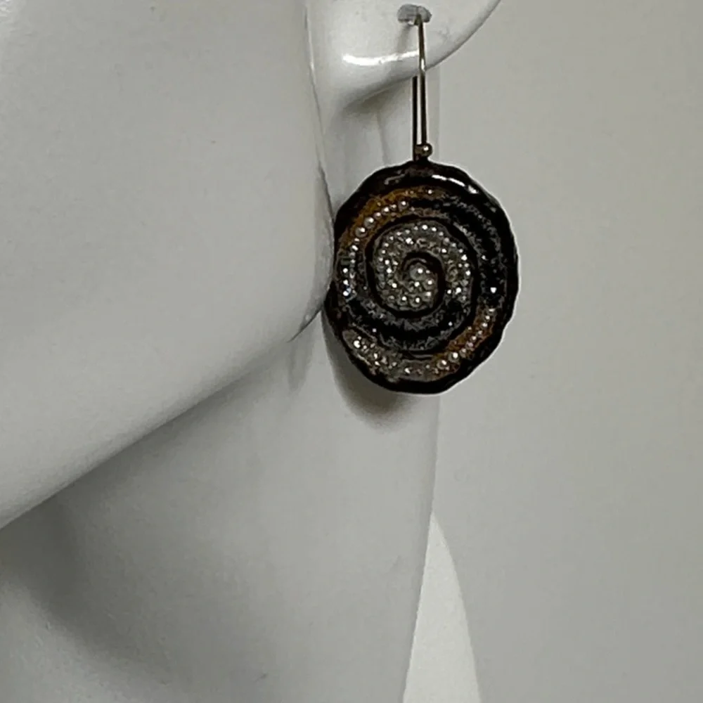 Orit Schatzman O.S.925 Sterling SilverMosaic Hook Earrings 8.3g  Earrings